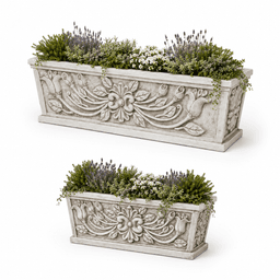 Classical Floral Relief Rectangular Garden Planter product on white background