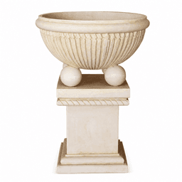 Classical Ribbed Garden Bowl with Pedestal product on white background