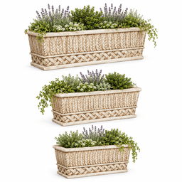 Classical Leaf-Relief Rectangular Garden Planter product on white background