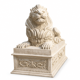 European-Style Lion Garden Sculpture with Ornamental Pedestal product on white background