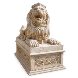 Classical Roaring Lion Sculpture with Ornamental Pedestal product on white background