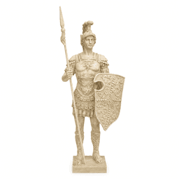 Classical Roman Warrior with Spear and Shield Garden Statue product on white background