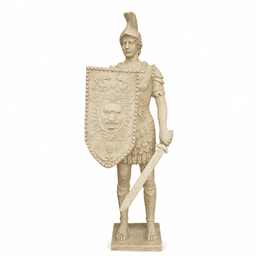 Classical Roman Warrior Garden Statue with Shield and Sword product on white background