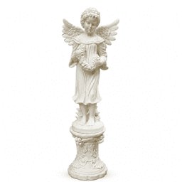 European Classical Angel Statue with Ornamental Pedestal product on white background