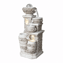 Five-Urn Cascading Garden Fountain with Sphere and Lights