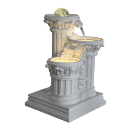 Classical Three-Tier Column Cascading Fountain with Illuminated Sphere product on white background