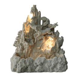 Illuminated Galloping Horses Rockery Waterfall Fountain product on white background