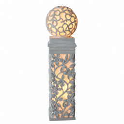 Illuminated Floral Openwork Sphere Garden Pedestal Sculpture product on white background