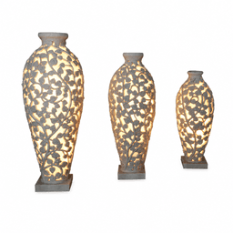 Illuminated Openwork Vine-and-Leaf Vase Garden Sculpture product on white background
