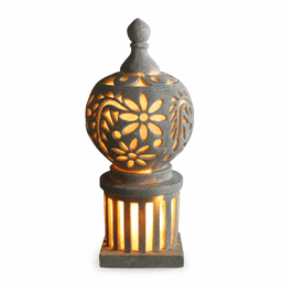 Floral Openwork Stone-Look Garden Lantern Sculpture product on white background